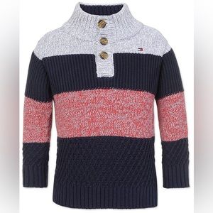 TOMMY HILFIGER Toddler Boys Colorblocked Mock-Neck Sweater Sz 2T